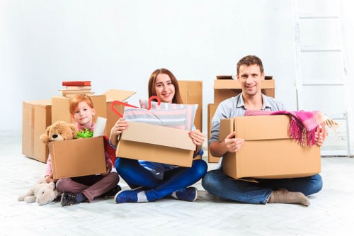 Packed boxes ready for a man and van move